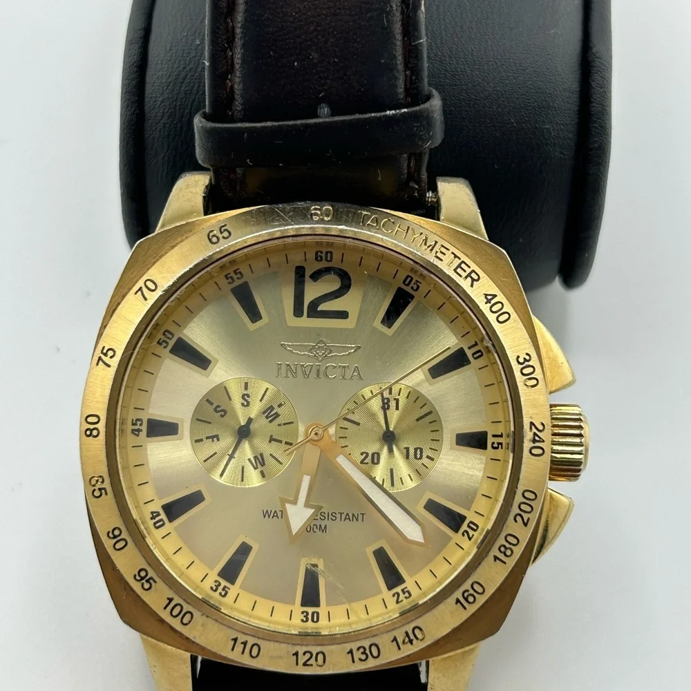 Invicta Model 43660-004  Gold Plated with Leather Band #511